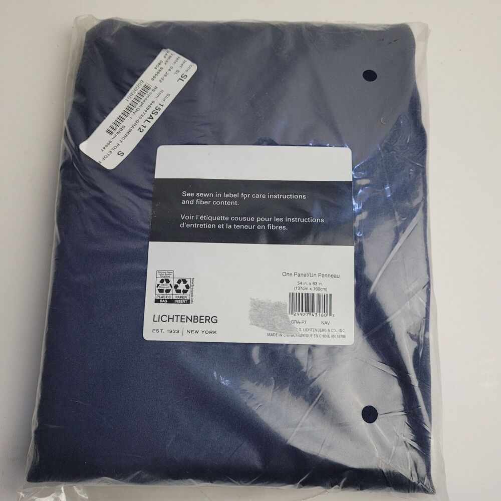NEW Lichtenberg One curtain panel 54x63 inch Navy Blue Color #CT2